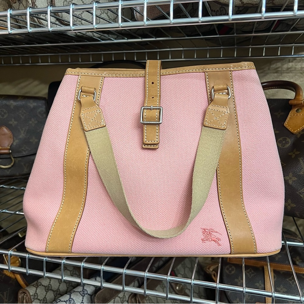 Vintage Burberry Blue Label | Cloth Canvas And Leather Handbag Pink